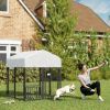 Welded Wire Outdoor Dog Kennel with 360Â° Rotating & 4 Levels Adjustable Bowls, Waterproof Cover, 3.9' x 3.9' x 4.5'