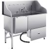 304 Stainless Steel Dog Washing Station, 61 Inch Pet Grooming Tub with Non-Slip Low-Slope Ramp, Storage Drawer, Hot & Cold Faucet