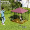Welded Wire Outdoor Dog Kennel with 360Â° Rotating & 4 Levels Adjustable Bowls, Waterproof Cover, 4.6' x 4.6' x 5'