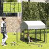 Welded Wire Outdoor Dog Kennel with 360Â° Rotating & 4 Levels Adjustable Bowls, Waterproof Cover, 3.9' x 3.9' x 4.5'